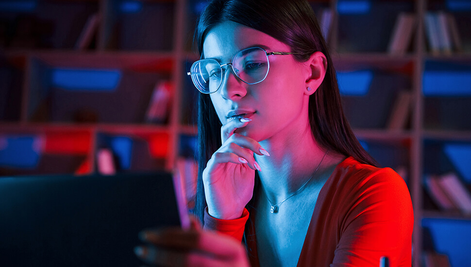 Woman in library